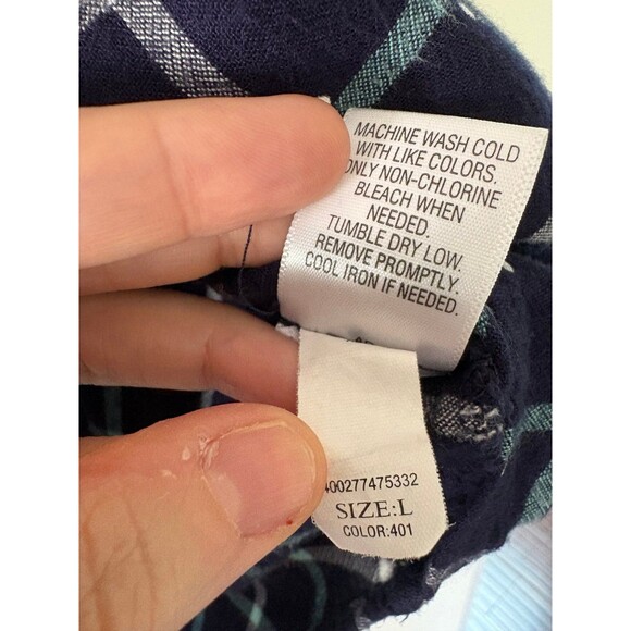 Croft & Barrow Navy Blue Plaid Tunic Flannel Shirt, Prairie Cottagecore Country - Picture 8 of 8